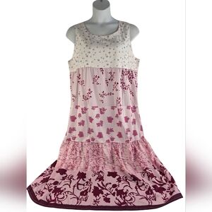 NEW 4X Floral Pink White Sleeveless Dress Flowy BM-2389